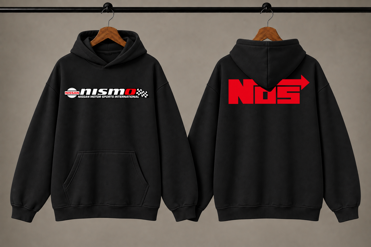 Nissan Nismo Graphic 430 GSM Premium Black Oversized Hoodie