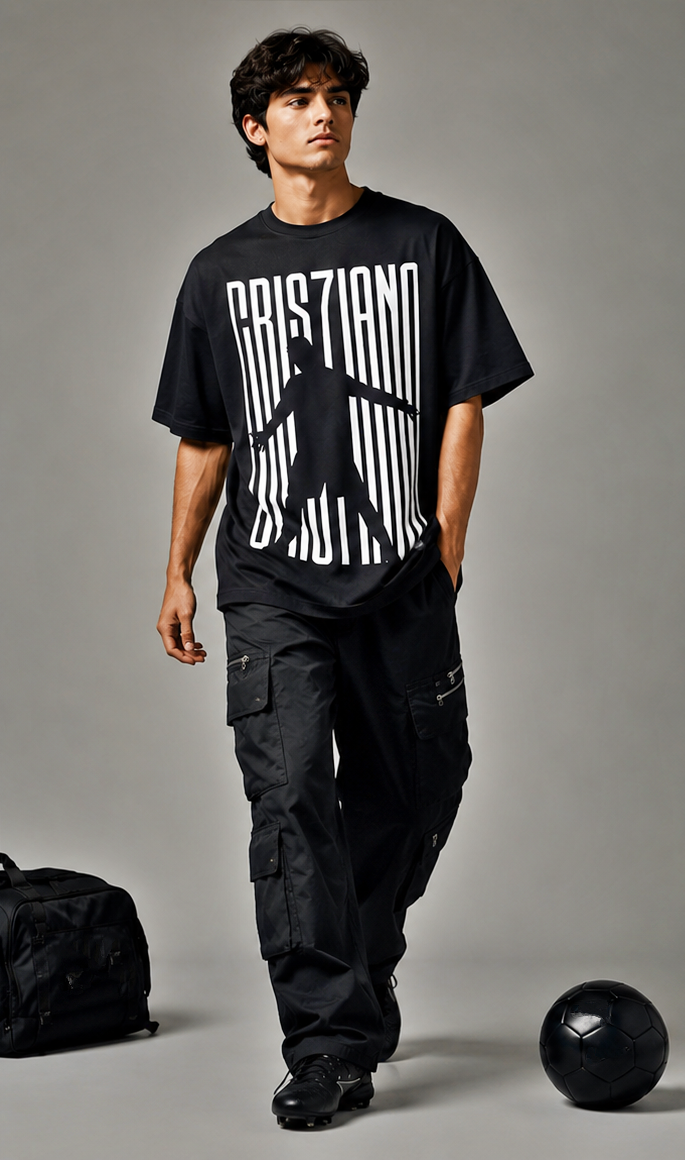 Premium Football Fan Oversized T-Shirt | Urban Graphic Print Tee