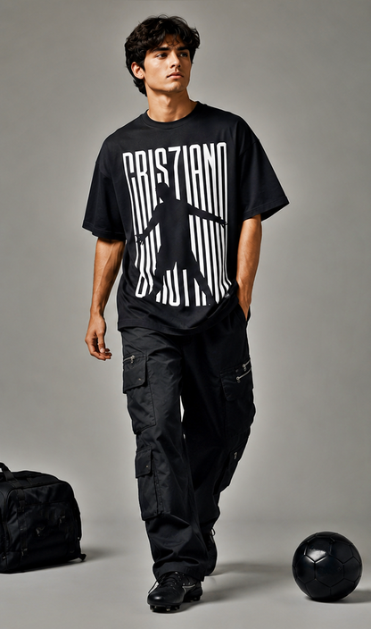 Premium Football Fan Oversized T-Shirt | Urban Graphic Print Tee