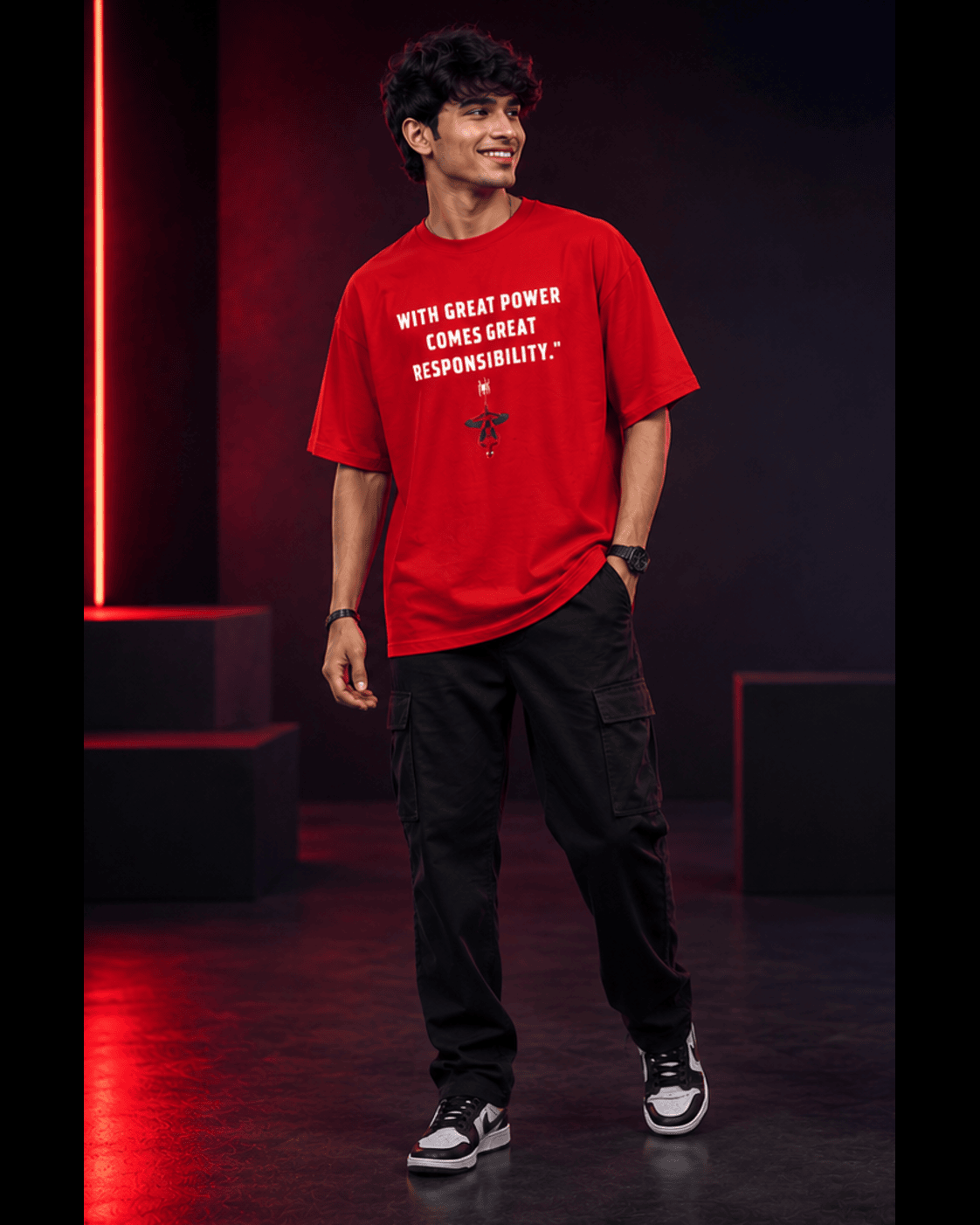 SPIDER-MAN OVERSIZED RED T-SHIRT FOR MEN