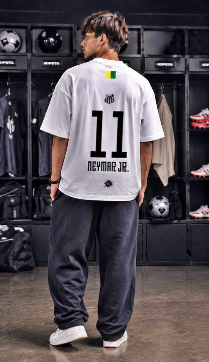 Men's Oversized Football Nation Graphic T-Shirt | Premium White Streetwear Drop Shoulder Tee