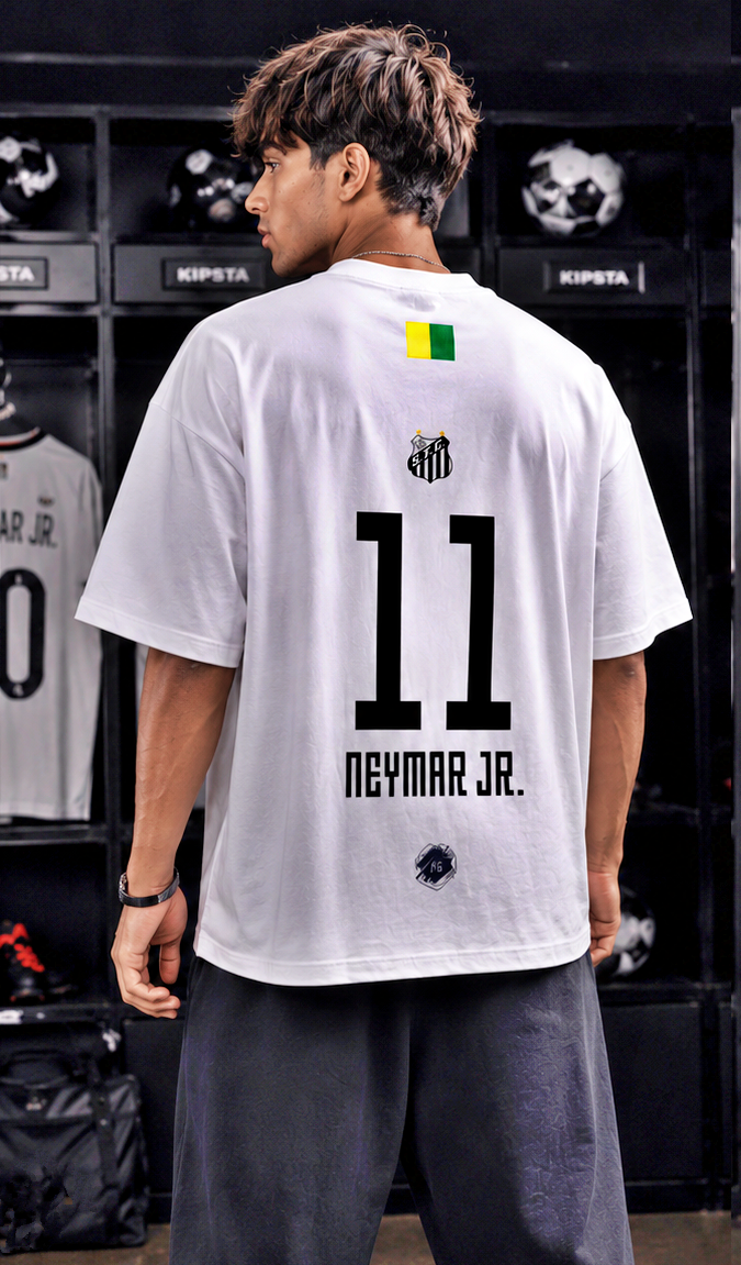Men's Oversized Football Nation Graphic T-Shirt | Premium White Streetwear Drop Shoulder Tee