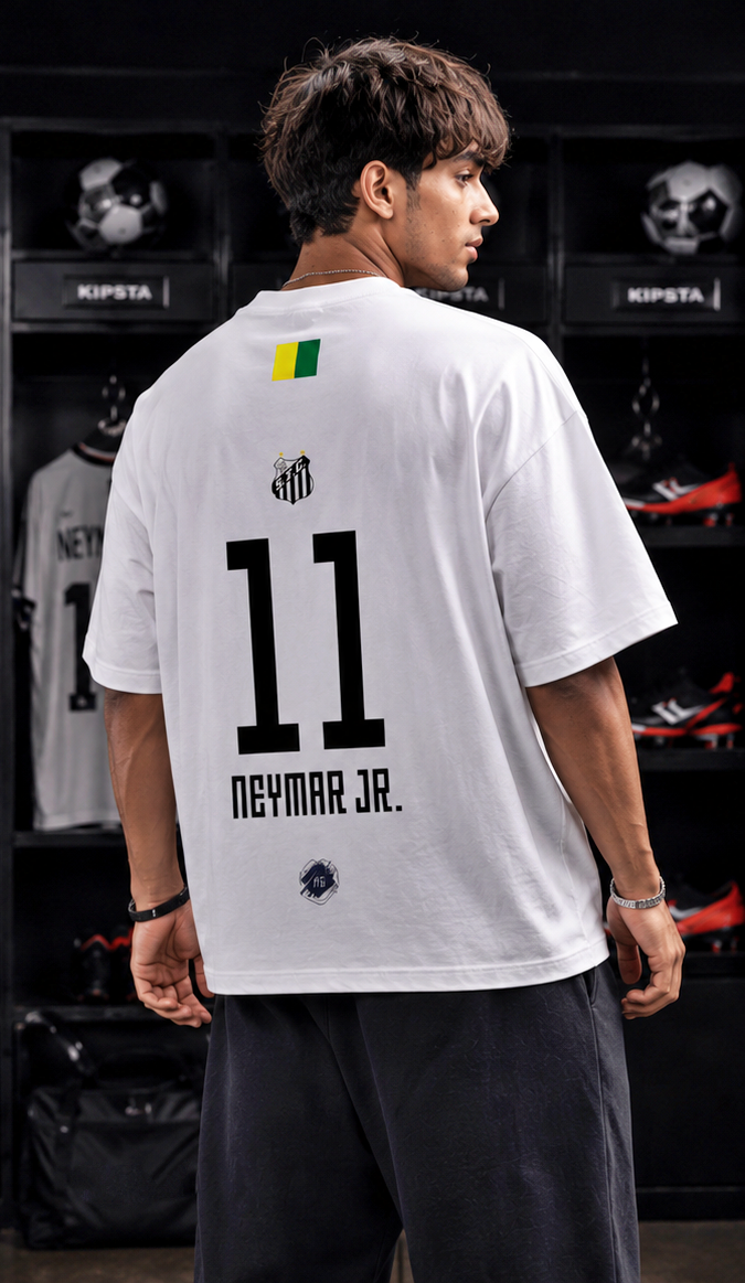 Men's Oversized Football Nation Graphic T-Shirt | Premium White Streetwear Drop Shoulder Tee