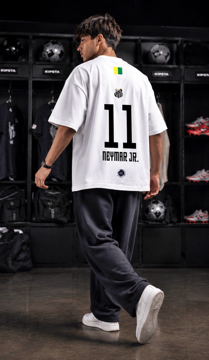 Men's Oversized Football Nation Graphic T-Shirt | Premium White Streetwear Drop Shoulder Tee