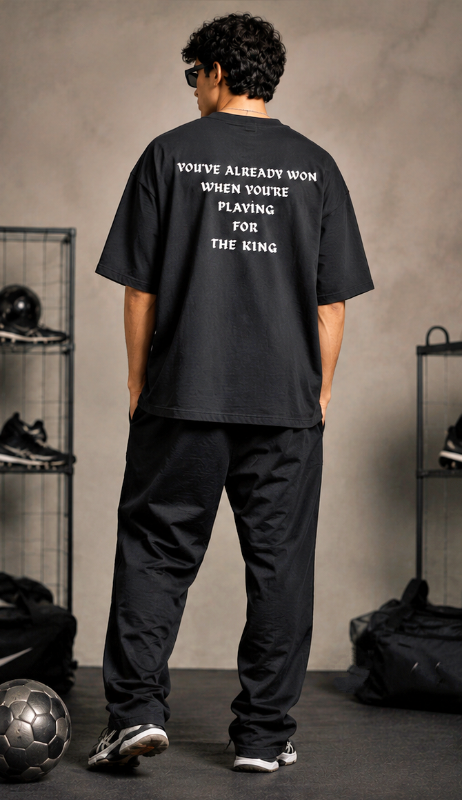 Men's Oversized Football Legend Graphic T-Shirt | Premium Black Streetwear Drop Shoulder Tee