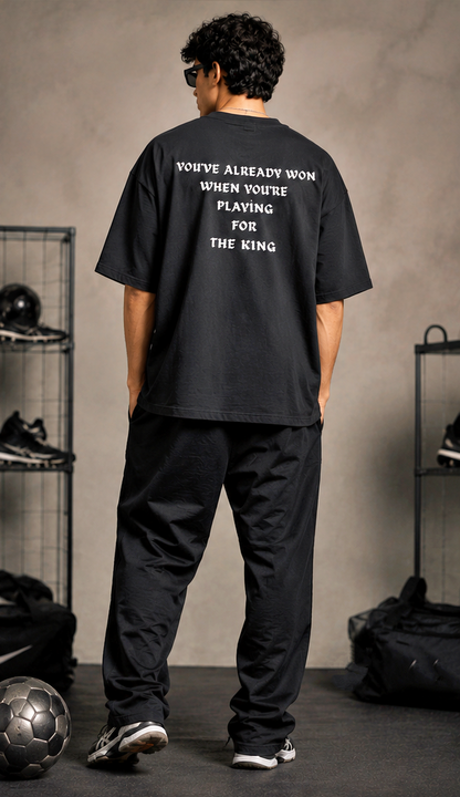 Men's Oversized Football Legend Graphic T-Shirt | Premium Black Streetwear Drop Shoulder Tee