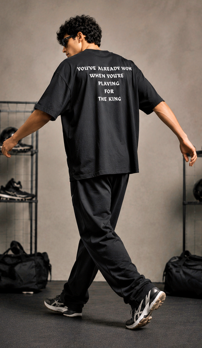 Men's Oversized Football Legend Graphic T-Shirt | Premium Black Streetwear Drop Shoulder Tee