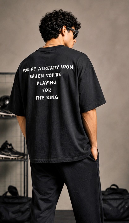 Men's Oversized Football Legend Graphic T-Shirt | Premium Black Streetwear Drop Shoulder Tee