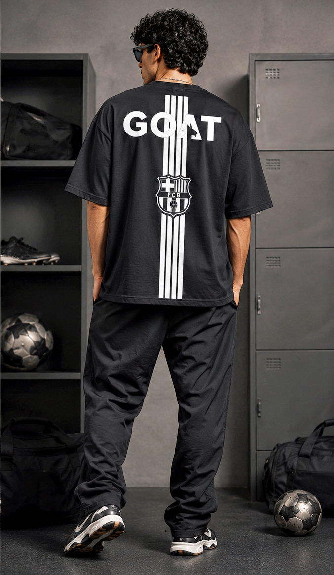 Men's Oversized Football Legacy Graphic T-Shirt | Premium Black Streetwear Drop Shoulder Tee