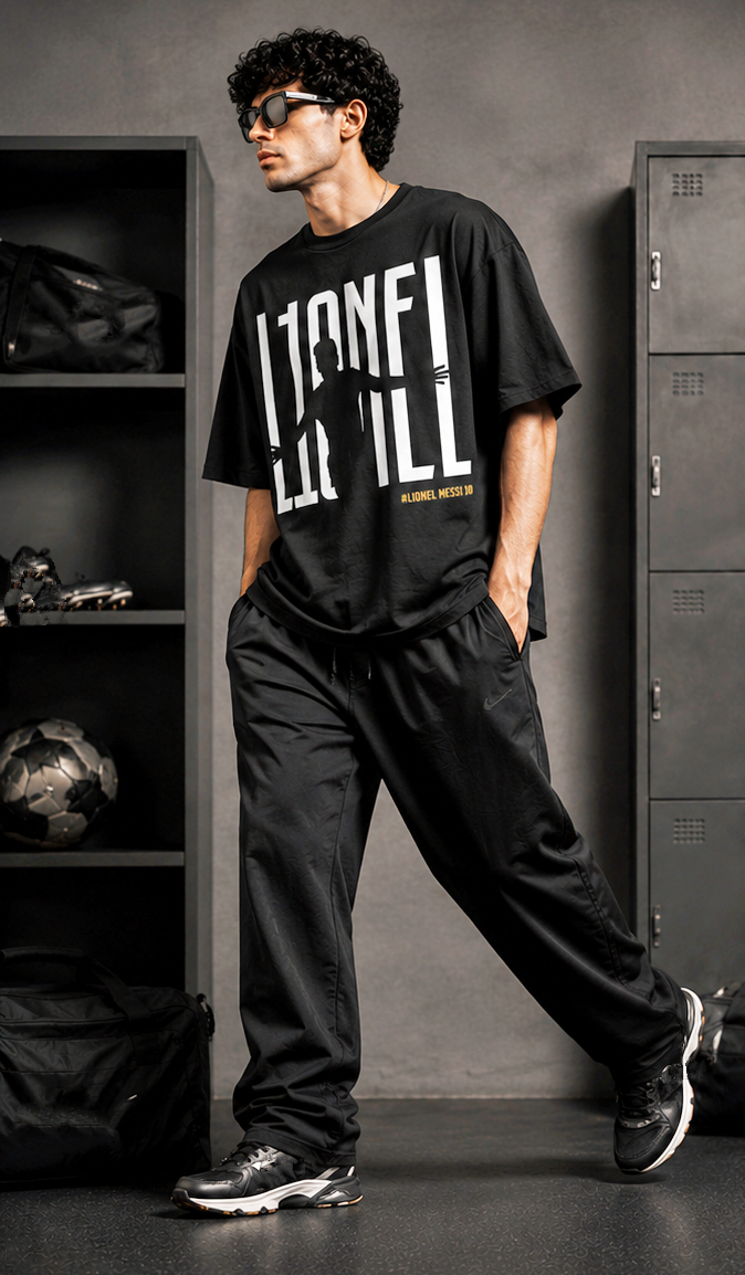 Men's Oversized Football Legacy Graphic T-Shirt | Premium Black Streetwear Drop Shoulder Tee
