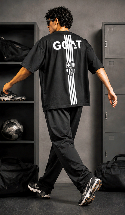 Men's Oversized Football Legacy Graphic T-Shirt | Premium Black Streetwear Drop Shoulder Tee