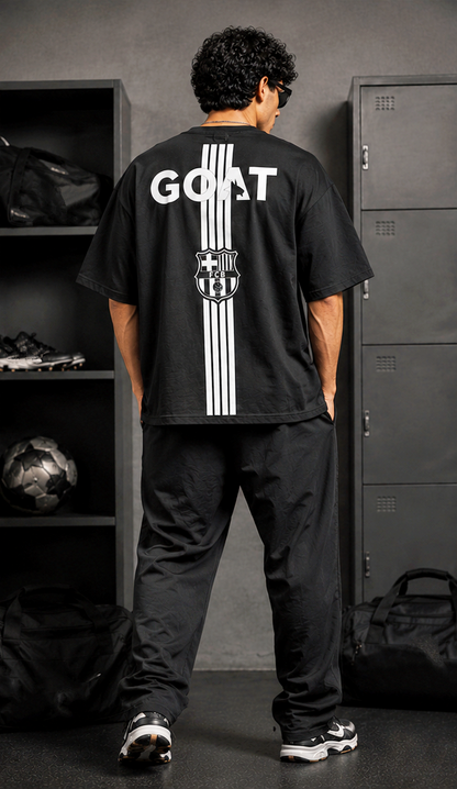 Men's Oversized Football Legacy Graphic T-Shirt | Premium Black Streetwear Drop Shoulder Tee