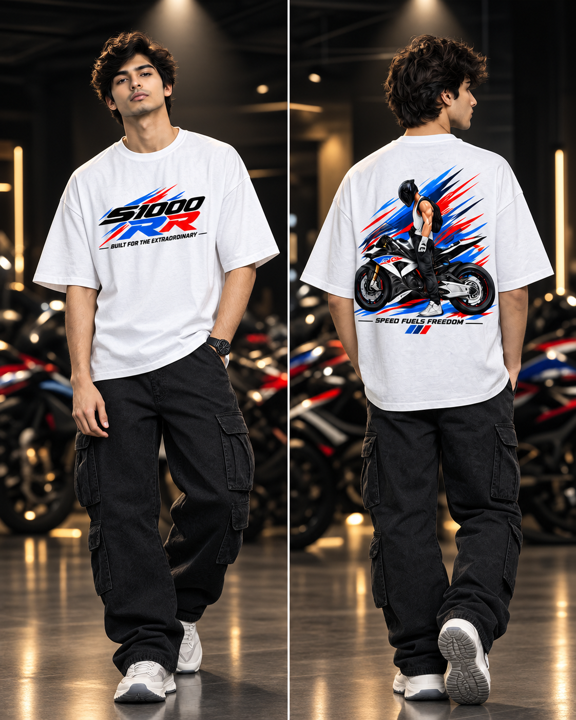 S1000RR Superbike Graphic White Oversized T-Shirt