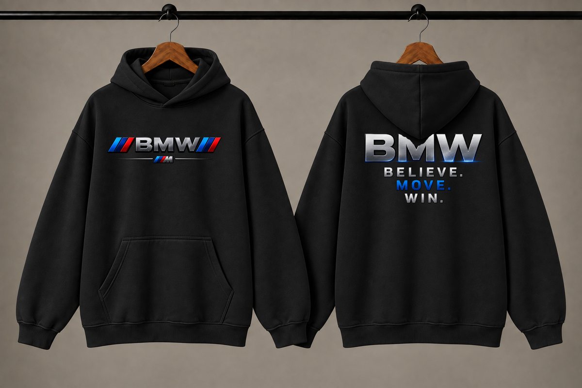 BMW Premium 430 GSM Black Oversized Hoodie for Men