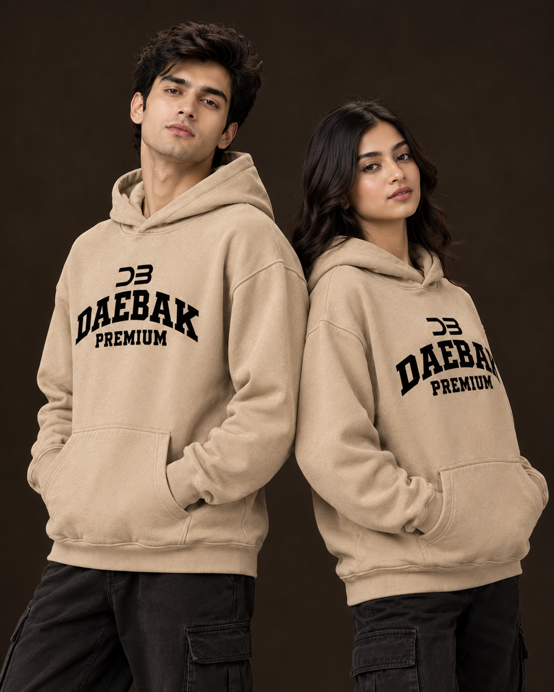 DAEBAK PREMIUM Unisex Beige Hoodie