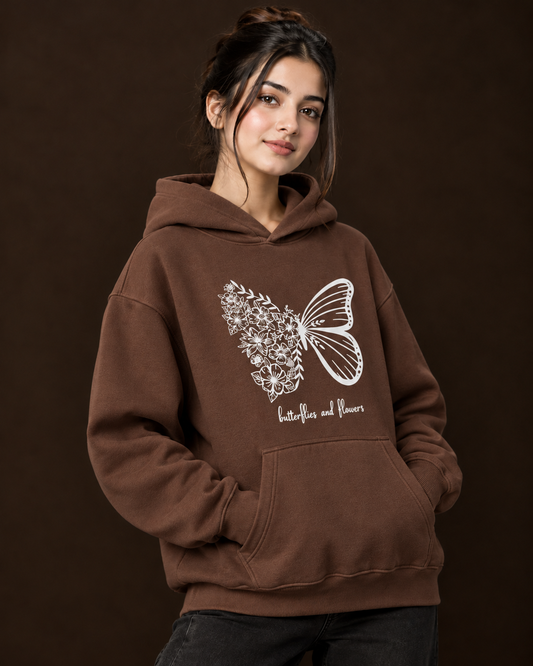 BUTTERFLY Women Brown Printed Hoodie