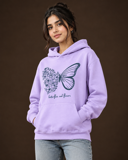 BUTTERFLY Women's Lavender Printed Hoodie