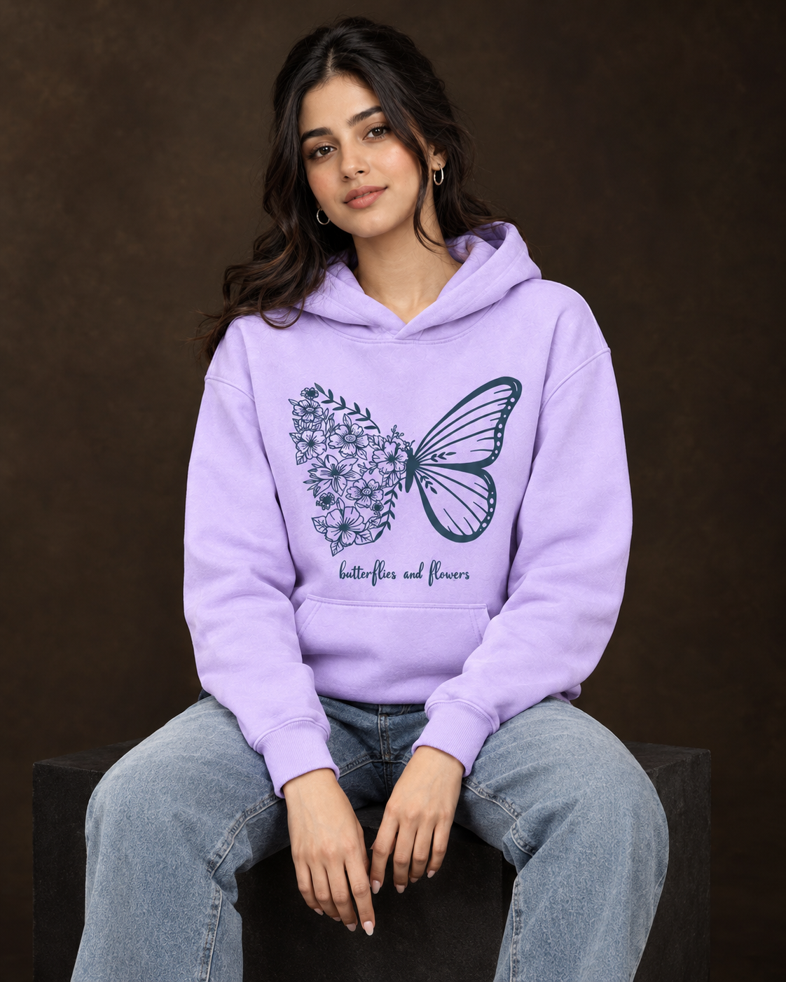 BUTTERFLY Women's Lavender Printed Hoodie