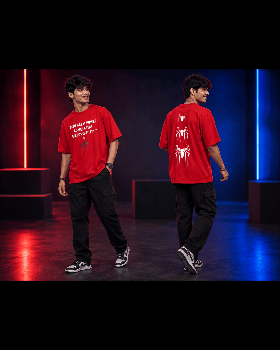 SPIDER-MAN OVERSIZED RED T-SHIRT FOR MEN