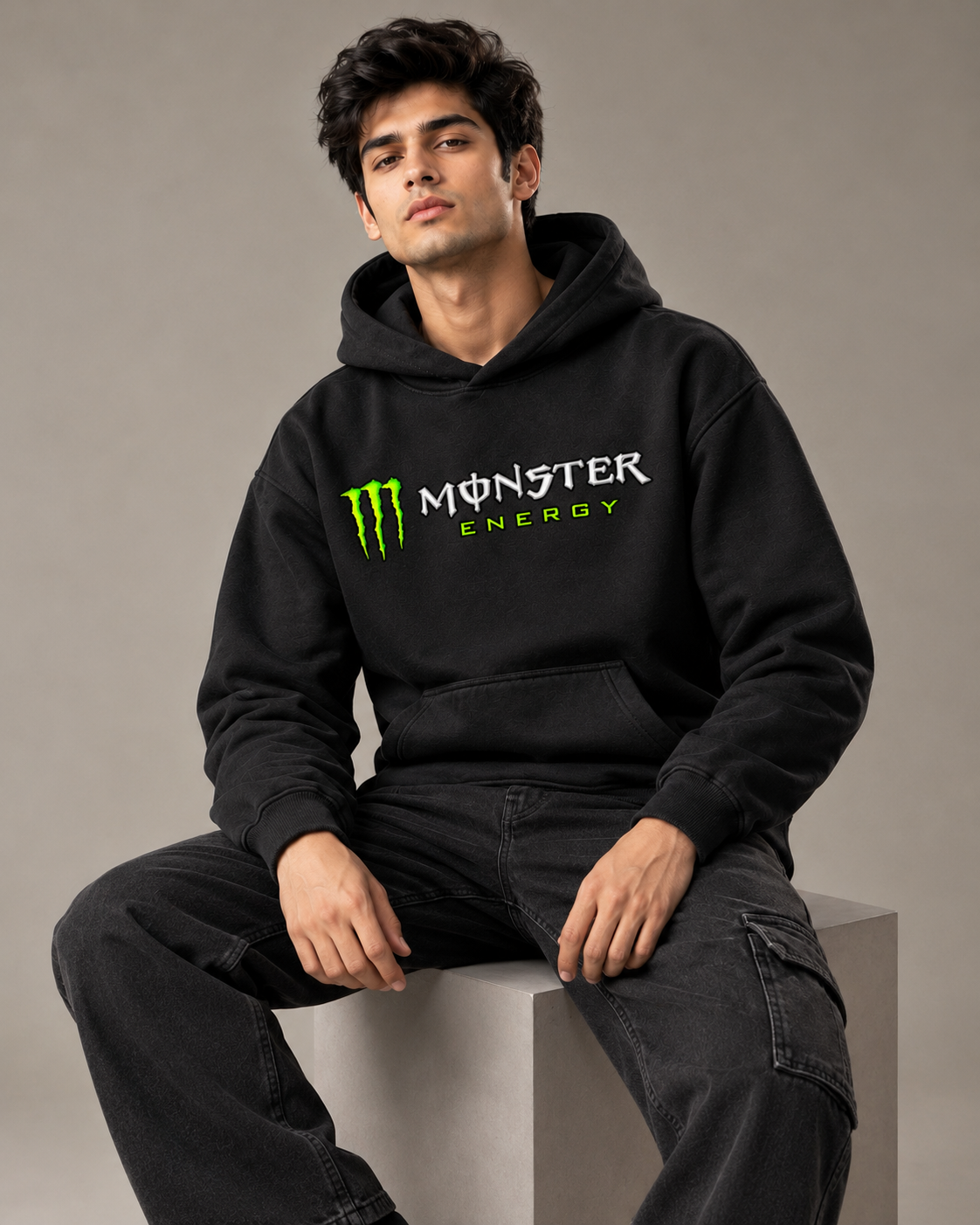 MONSTER Graphic Men's Black Hoodie