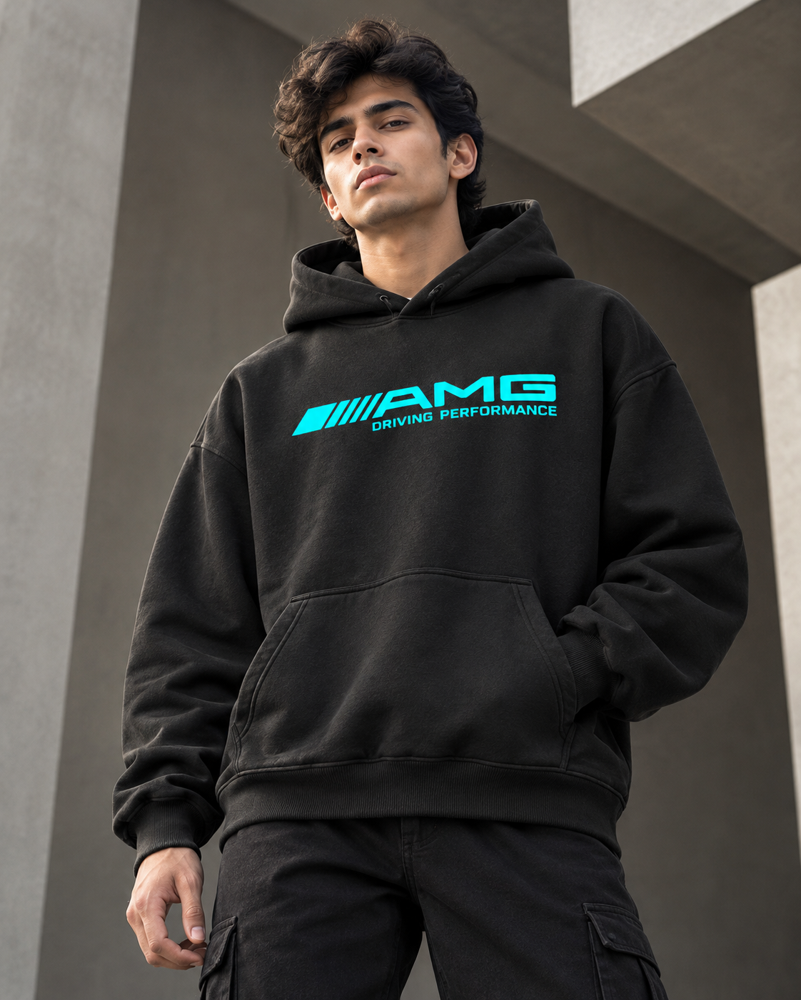 AMG Black Premium 430 GSM Oversized Hoodie for Men