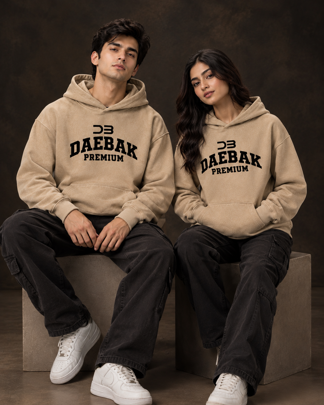 DAEBAK PREMIUM Unisex Beige Hoodie