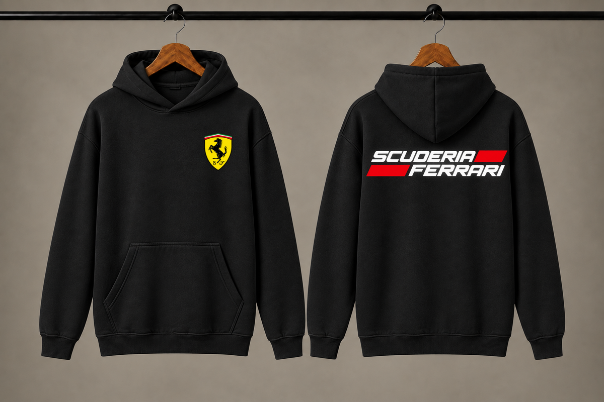 Ferrari Men's Black Racing Graphic Hoodie