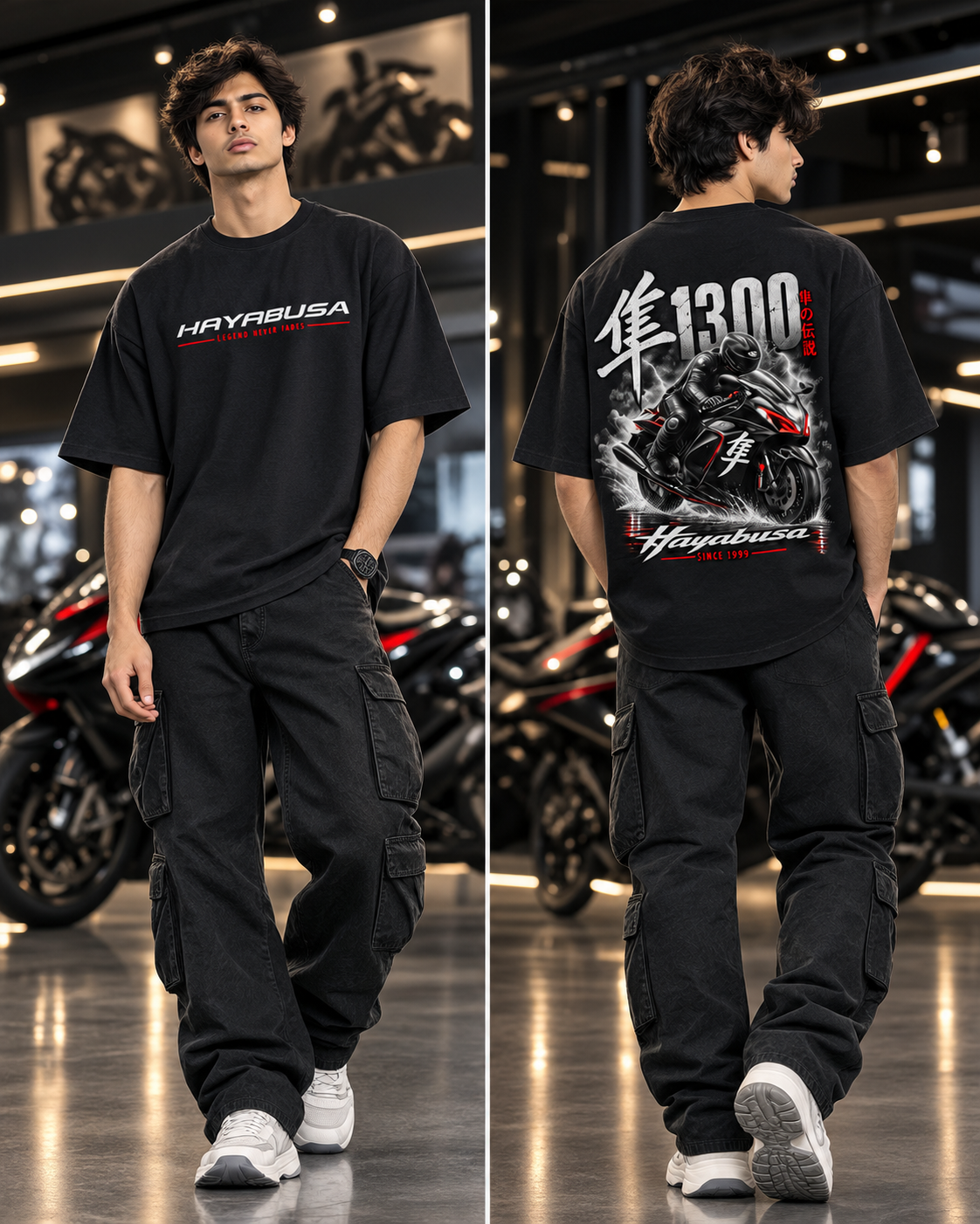Hayabusa 1300 Black Oversized T-Shirt for Men