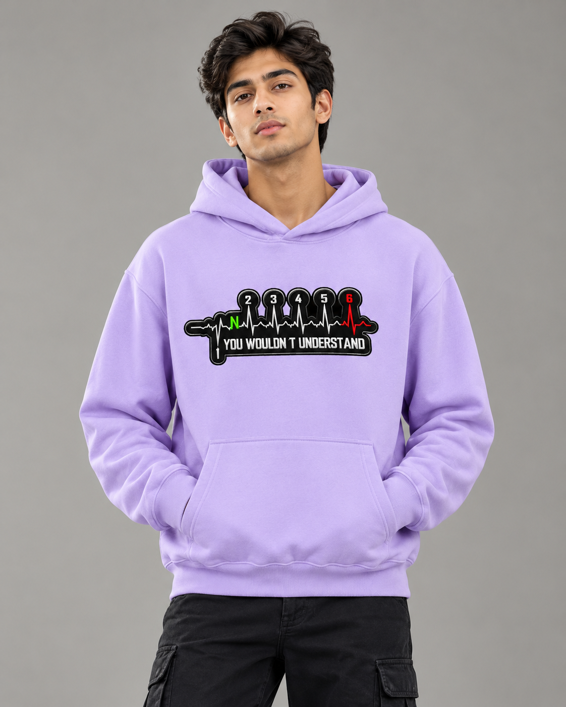 GEAR PULSE Graphic Men's Lavender Hoodie