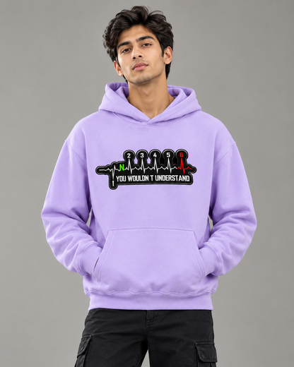 GEAR PULSE Graphic Men's Lavender Hoodie