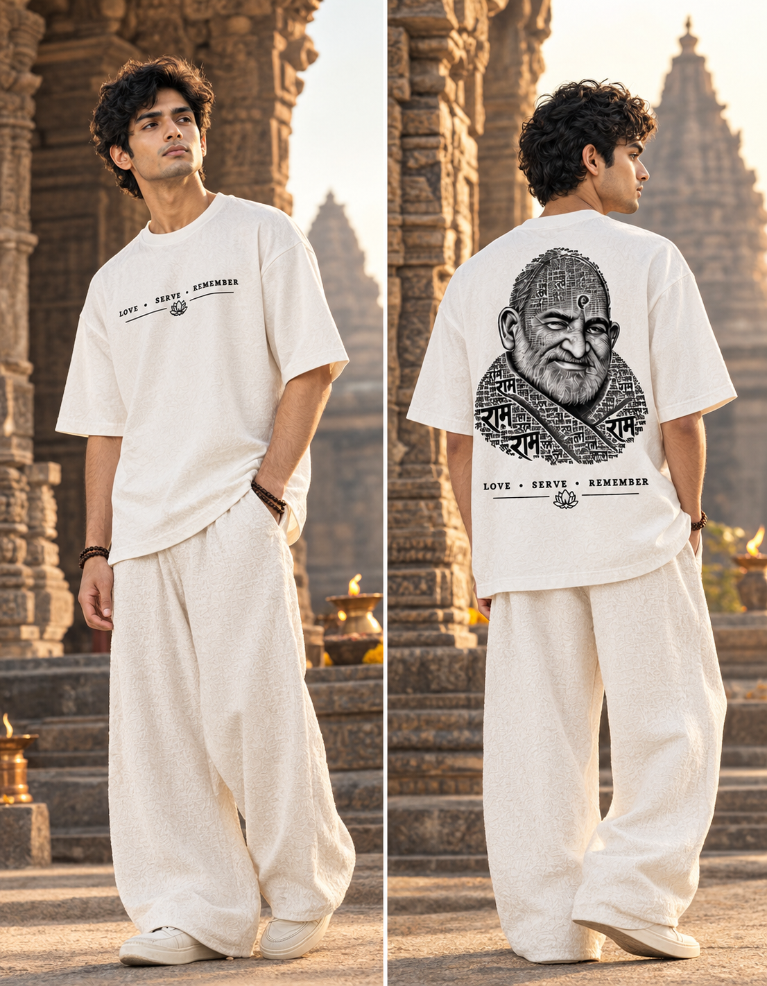 Neem Karoli Baba Graphic Oversized White T-Shirt | Spiritual Streetwear