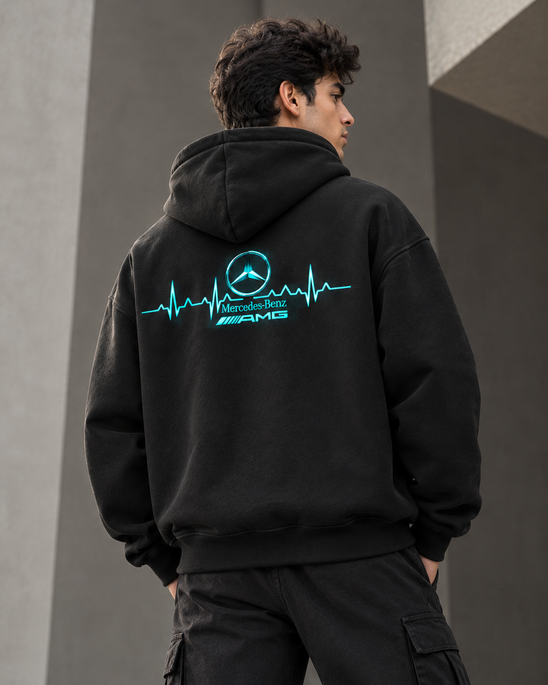 AMG Black Premium 430 GSM Oversized Hoodie for Men