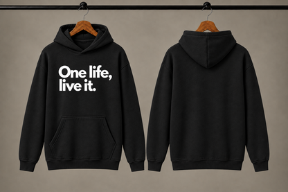 ONE LIFE Unisex Graphic Printed Black Hoodie