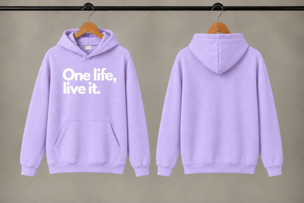 ONE LIFE Unisex Graphic Lavender Printed Hoodie