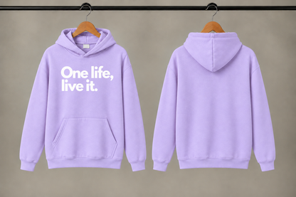 ONE LIFE Unisex Graphic Lavender Printed Hoodie