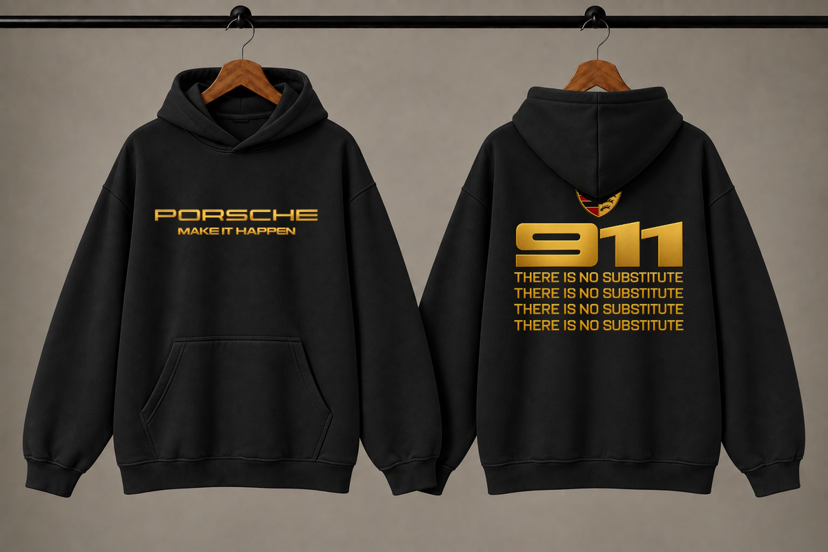 Porsche 911 Automotive Graphic 430 GSM Oversized Black Hoodie