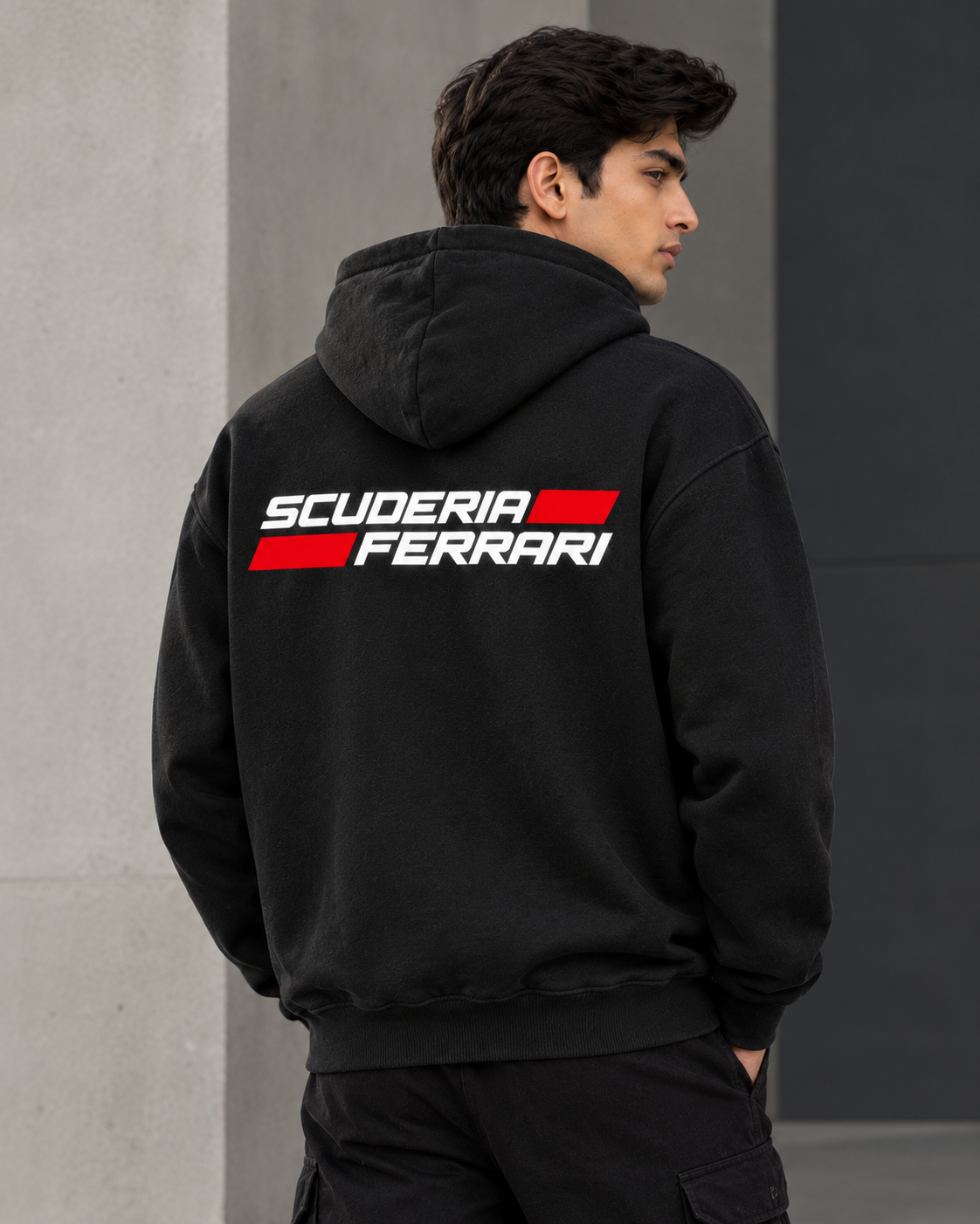 Ferrari Men's Black Racing Graphic Hoodie