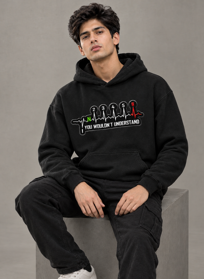 GEAR PULSE Graphic Men's Black Hoodie