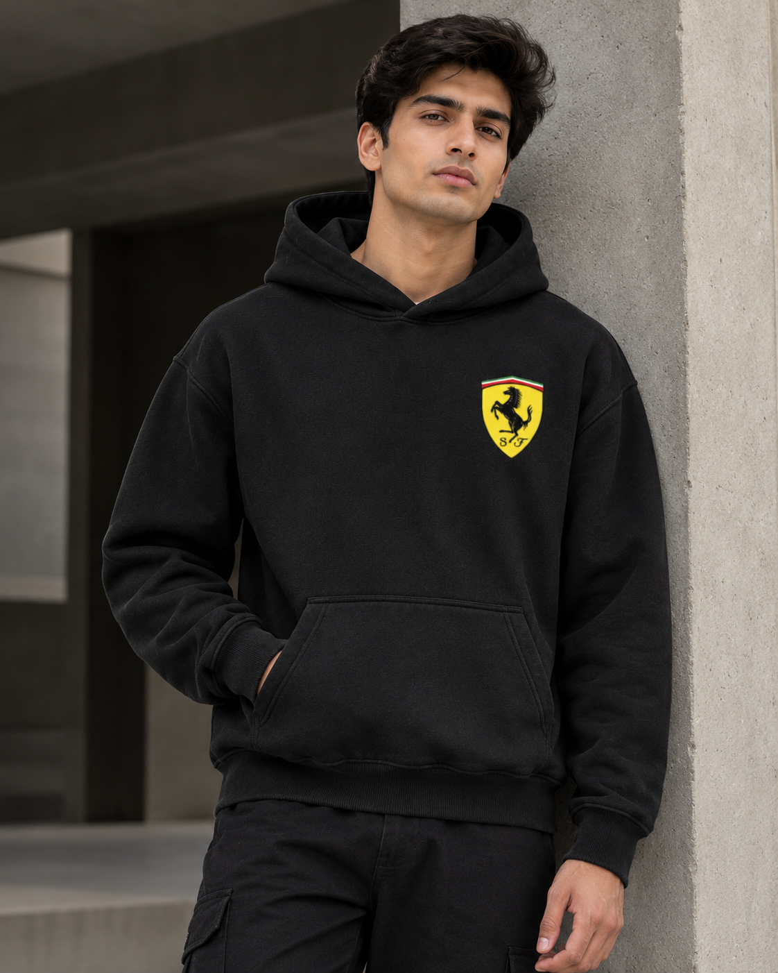 Ferrari Men's Black Racing Graphic Hoodie