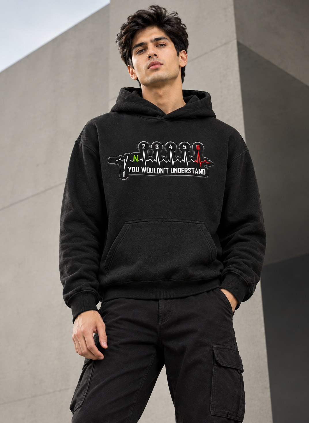 GEAR PULSE Graphic Men's Black Hoodie