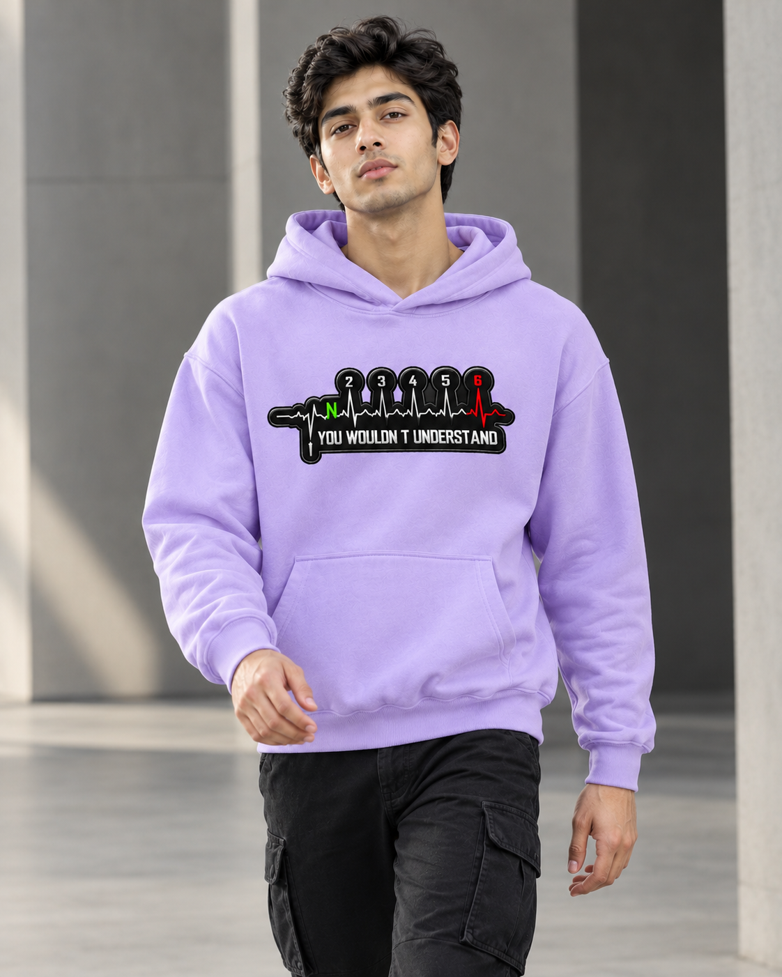 GEAR PULSE Graphic Men's Lavender Hoodie