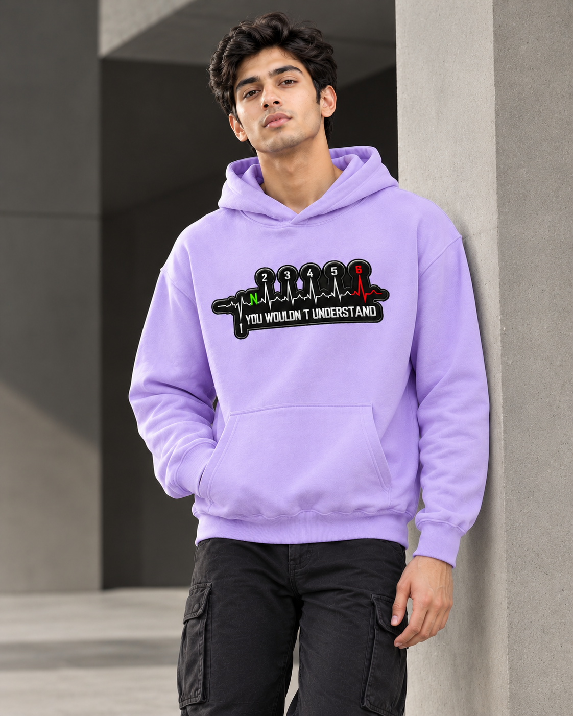 GEAR PULSE Graphic Men's Lavender Hoodie
