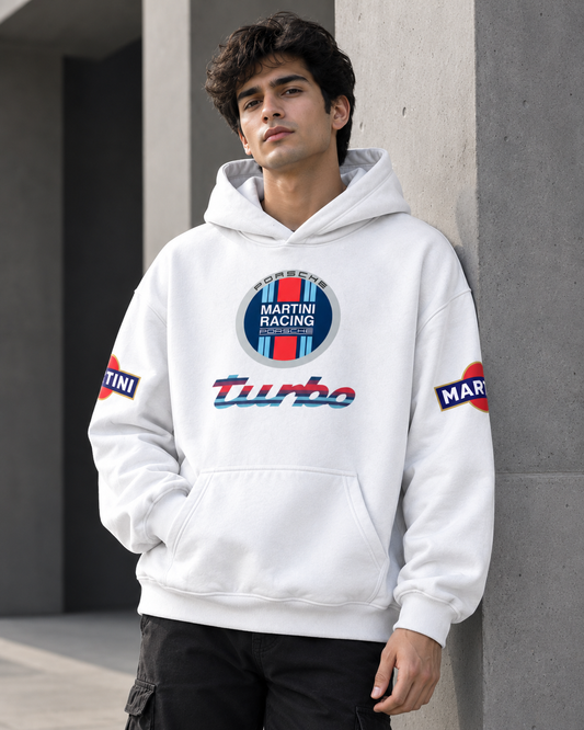 Martini Racing Graphic Premium 430 GSM White Oversized Hoodie