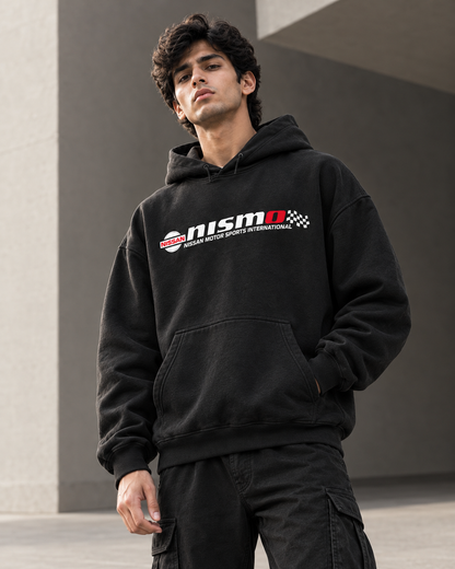 Nissan Nismo Graphic 430 GSM Premium Black Oversized Hoodie