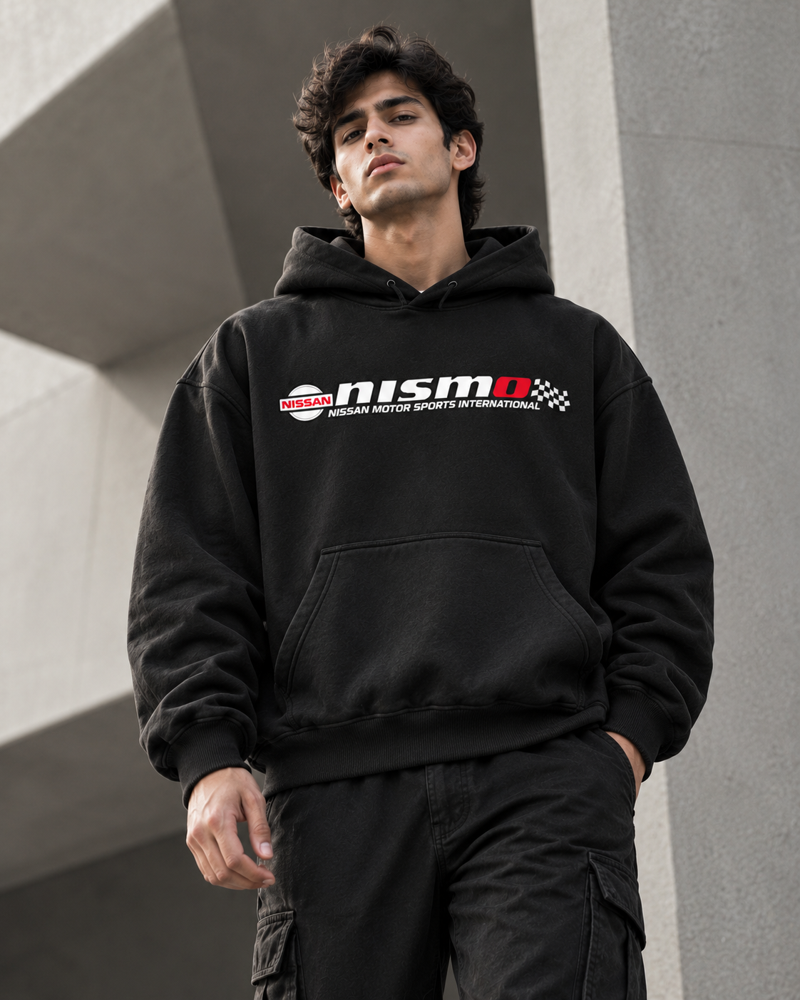 Nissan Nismo Graphic 430 GSM Premium Black Oversized Hoodie