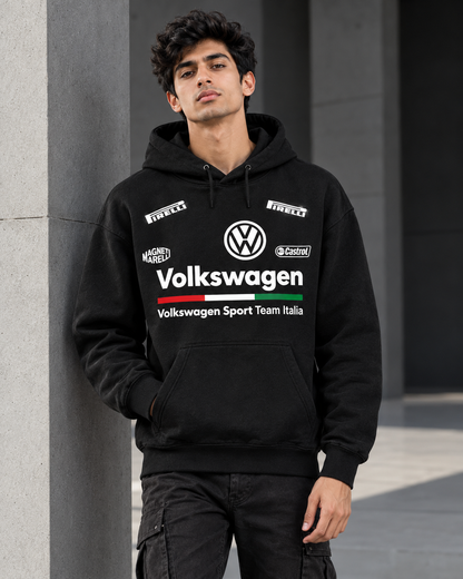 VW Men's Black Motorsport Graphic Hoodie