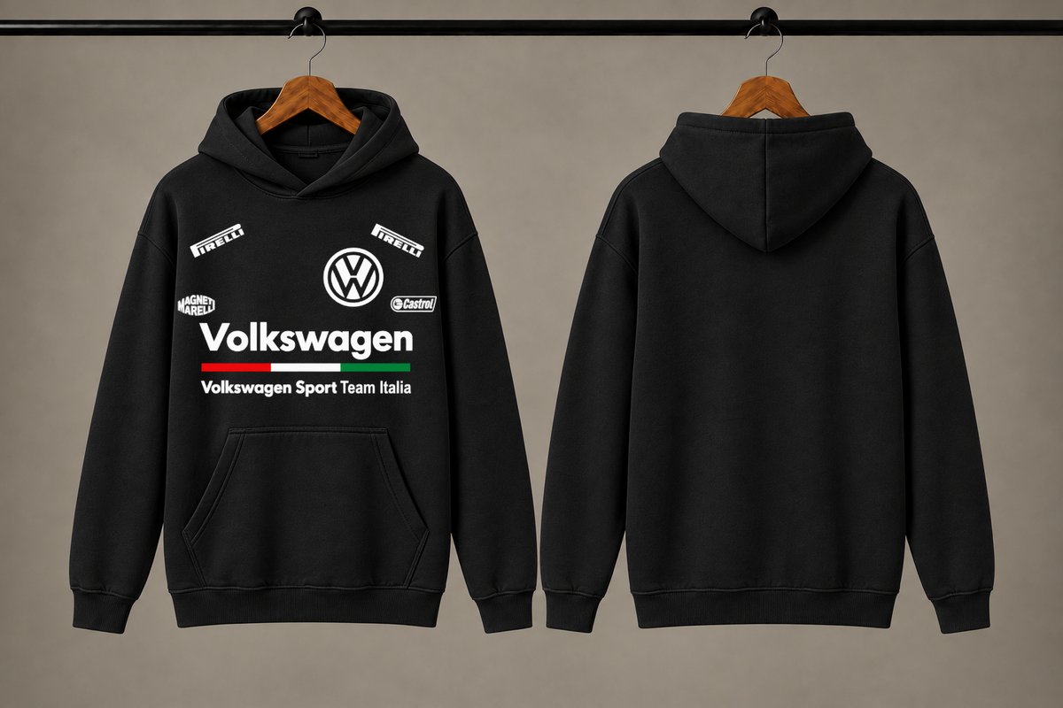 VW Men's Black Motorsport Graphic Hoodie
